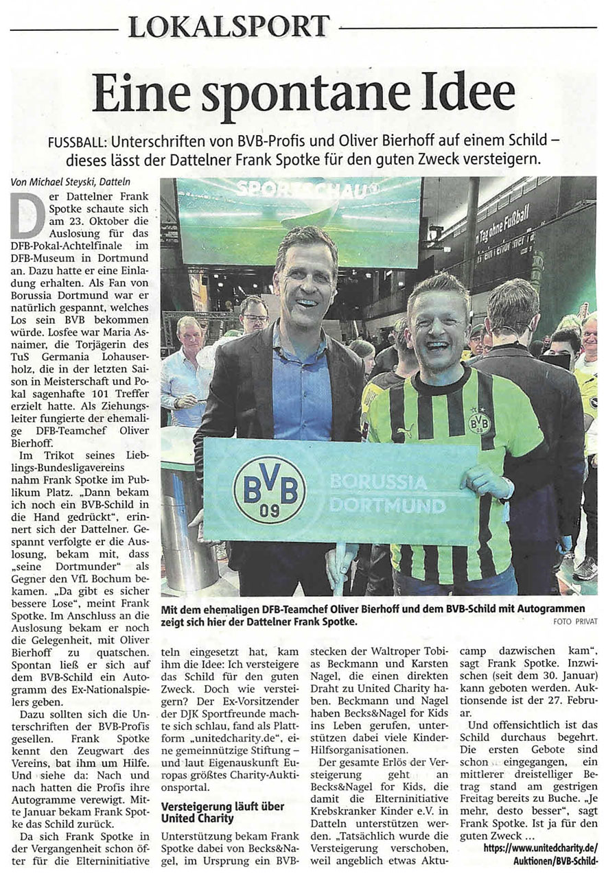 Versteigerung DFB Pokal Borussia Dortmund