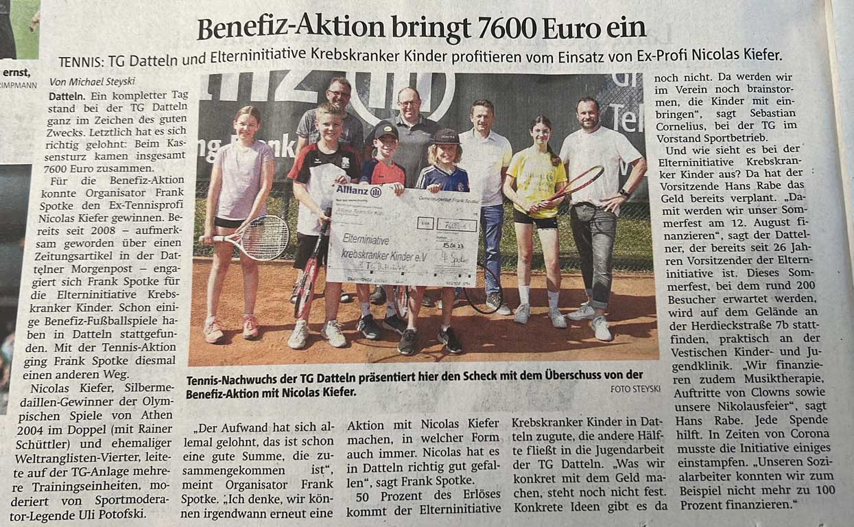 Zeitungsartikel des Tennis Events